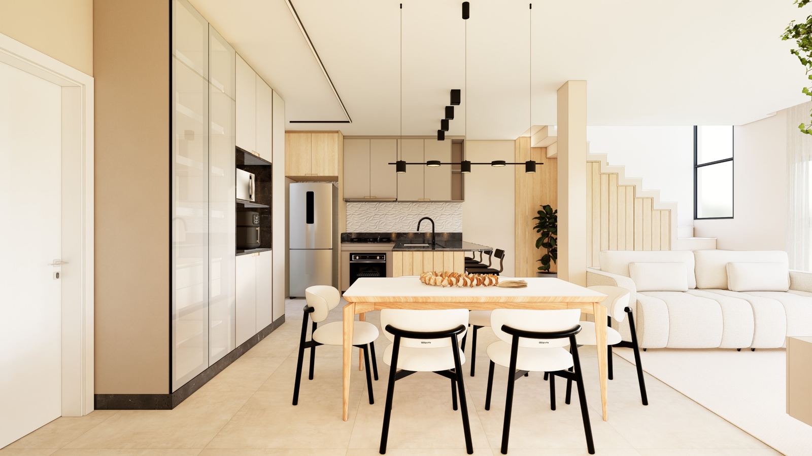 Sobrado unifamiliar, projeto e interiores completos